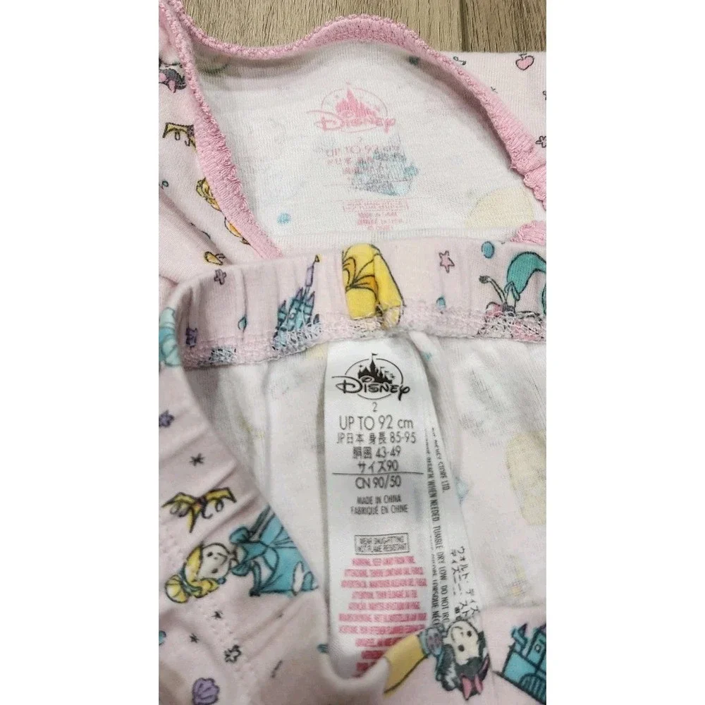 Disney Girls Pajamas Set Toddler Size 2 Snow White Cinderella Jasmine Ariel‎